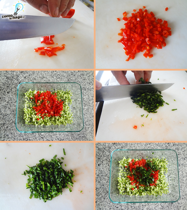Cortando el pimentón - Cómo hacer un pebre de zapallo italiano