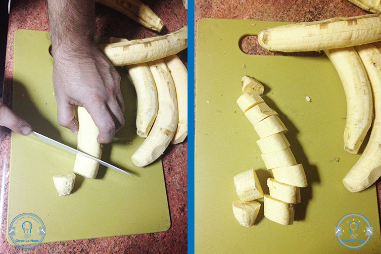 Corte en rodajas - Cómo hacer platanos