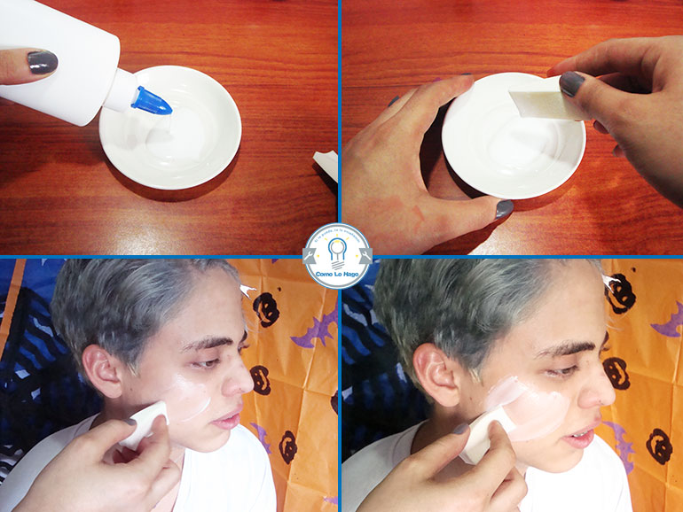 Aplicando cola fría - Cómo hacer un maquillaje de rasguño zombie