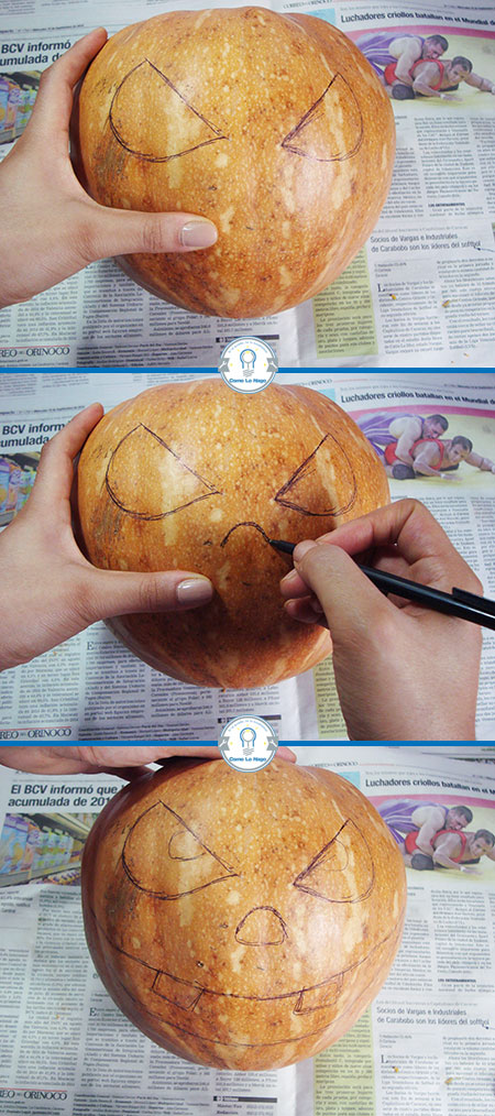 Dibujando la calabaza - Cómo hacer una calabaza tallada (Jack-o-Lantern)